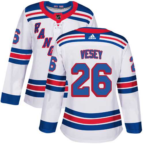 Women's Adidas New York Rangers #26 Jimmy Vesey White Road Authentic Stitched NHL Jersey