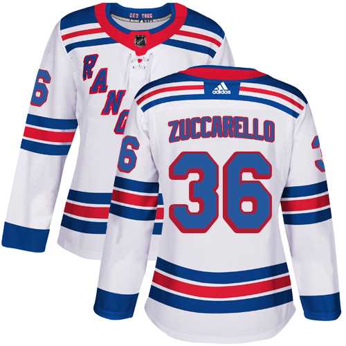 Women's Adidas New York Rangers #36 Mats Zuccarello White Road Authentic Stitched NHL Jersey