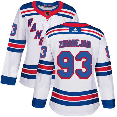 Women's Adidas New York Rangers #93 Mika Zibanejad White Road Authentic Stitched NHL Jersey