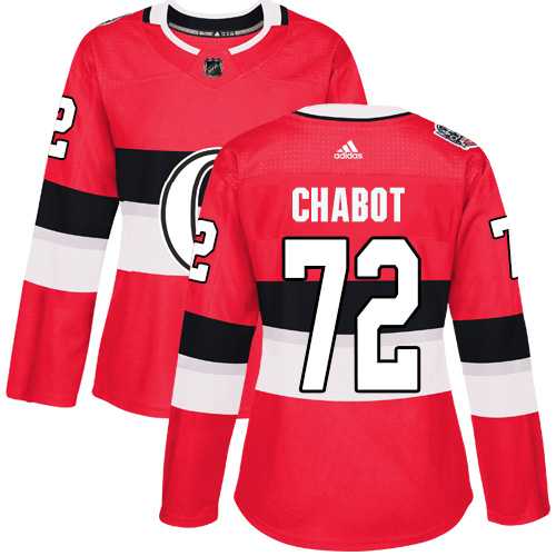 Women's Adidas Ottawa Senators #72 Thomas Chabot Red Authentic 2017 100 Classic Stitched NHL Jersey
