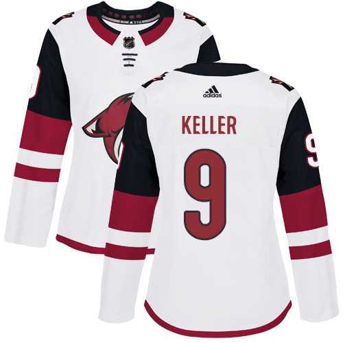 Women's Adidas Phoenix Coyotes #9 Clayton Keller White Road Authentic Stitched NHL Jersey