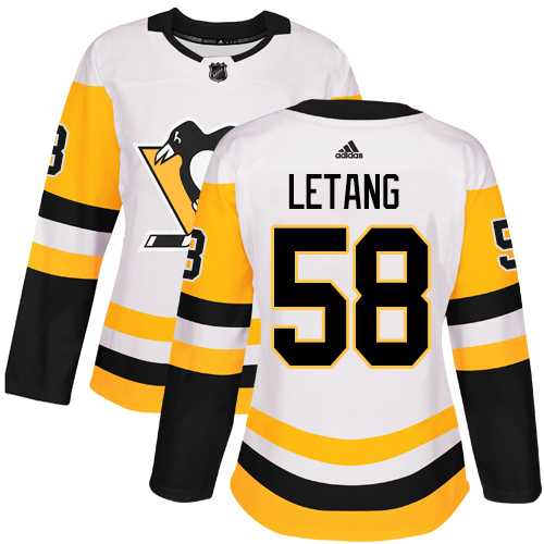 Women's Adidas Pittsburgh Penguins #58 Kris Letang White Road Authentic Stitched NHL Jersey