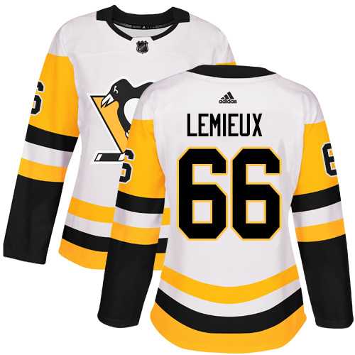 Women's Adidas Pittsburgh Penguins #66 Mario Lemieux White Road Authentic Stitched NHL Jersey