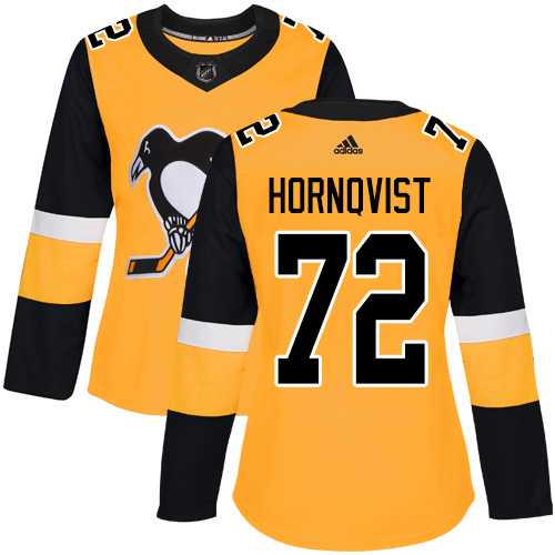 Women's Adidas Pittsburgh Penguins #72 Patric Hornqvist Gold Alternate Authentic Stitched NHL Jersey