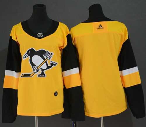 Women's Adidas Pittsburgh Penguins Blank Gold Alternate Authentic Stitched NHL Jersey