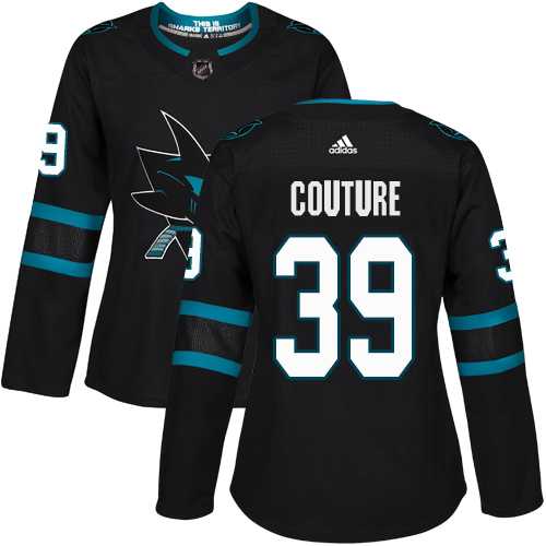Women's Adidas San Jose Sharks #39 Logan Couture Black Alternate Authentic Stitched NHL Jersey