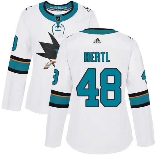 Women's Adidas San Jose Sharks #48 Tomas Hertl White Road Authentic Stitched NHL Jersey