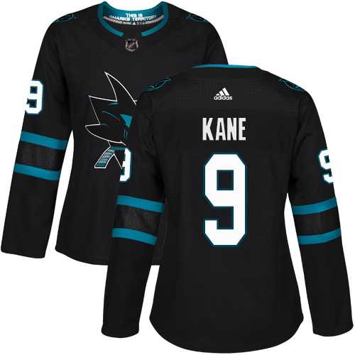 Women's Adidas San Jose Sharks #9 Evander Kane Black Alternate Authentic Stitched NHL Jersey
