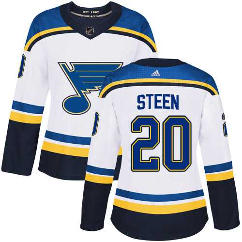 Women's Adidas St. Louis Blues #20 Alexander Steen White Road Authentic Stitched NHL Jersey