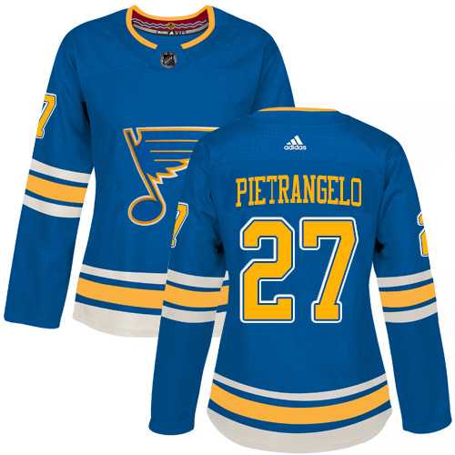 Women's Adidas St. Louis Blues #27 Alex Pietrangelo Blue Alternate Authentic Stitched NHL Jersey