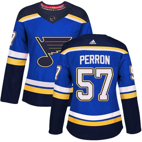 Women's Adidas St. Louis Blues #57 David Perron Blue Home Authentic Stitched NHL Jersey