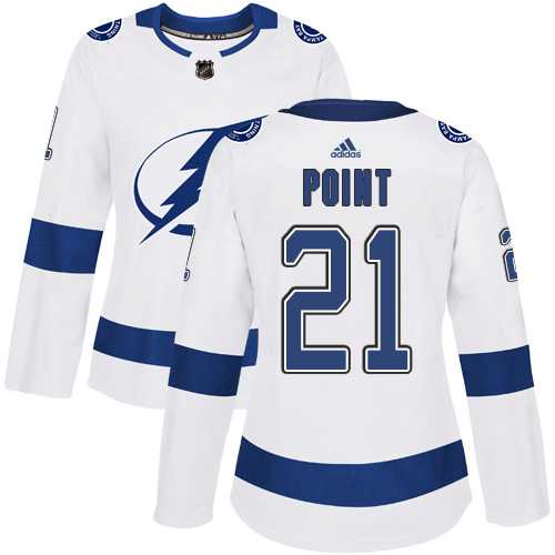 Women's Adidas Tampa Bay Lightning #21 Brayden Point White Road Authentic Stitched NHL Jersey