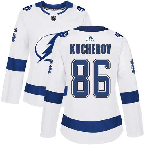 Women's Adidas Tampa Bay Lightning #86 Nikita Kucherov White Road Authentic Stitched NHL Jersey