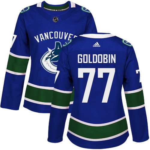 Women's Adidas Vancouver Canucks #77 Nikolay Goldobin Blue Home Authentic Stitched Hockey Jersey