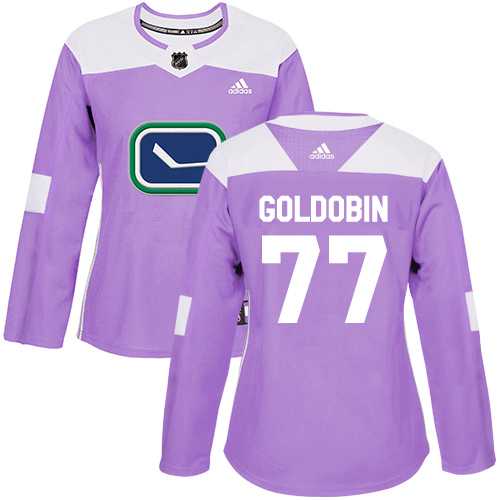 Women's Adidas Vancouver Canucks #77 Nikolay Goldobin Purple Authentic Fights Cancer Stitched Hockey Jersey
