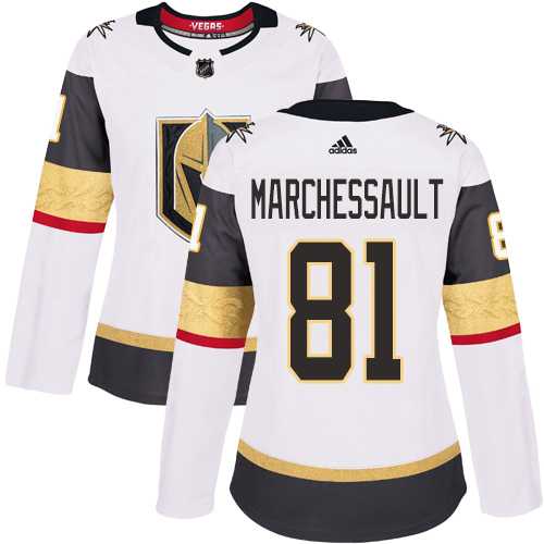 Women's Adidas Vegas Golden Knights #81 Jonathan Marchessault White Road Authentic Stitched NHL Jersey