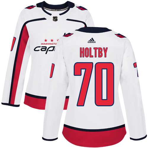 Women's Adidas Washington Capitals #70 Braden Holtby White Road Authentic Stitched NHL Jersey