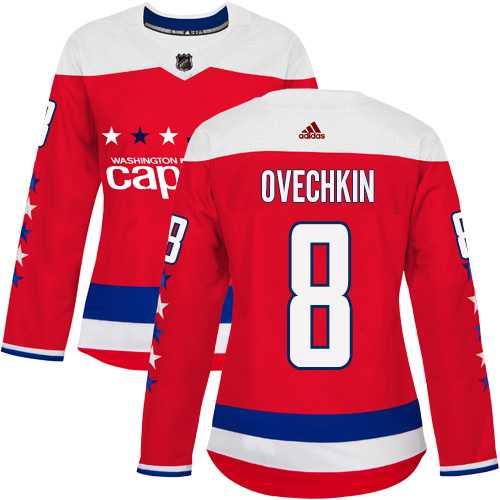 Women's Adidas Washington Capitals #8 Alex Ovechkin Red Alternate Authentic Stitched NHL Jersey