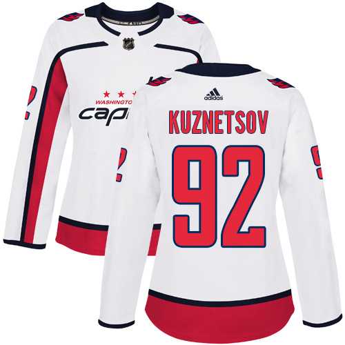 Women's Adidas Washington Capitals #92 Evgeny Kuznetsov White Road Authentic Stitched NHL Jersey