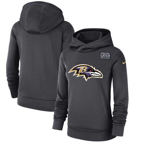 Women's Baltimore Ravens Nike Anthracite Crucial Catch Performance Pullover Hoodie