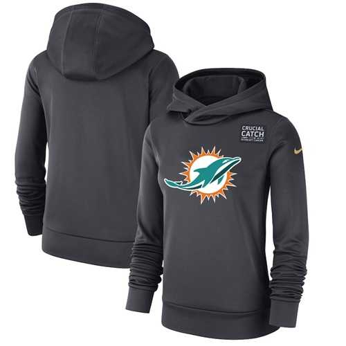 Women's Miami Dolphins Nike Anthracite Crucial Catch Performance Pullover Hoodie