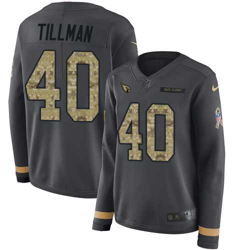 Women's Nike Arizona Cardinals #40 Pat Tillman Anthracite Salute to Service Stitched NFL Limited Therma Long Sleeve Jersey