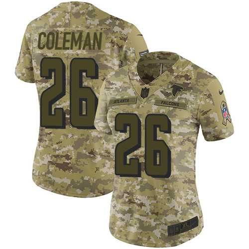 Women's Nike Atlanta Falcons #26 Tevin Coleman Camo Stitched NFL Limited 2018 Salute to Service Jersey