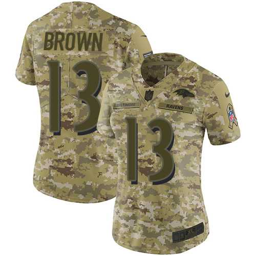 Women's Nike Baltimore Ravens #13 John Brown Camo Stitched NFL Limited 2018 Salute to Service Jersey