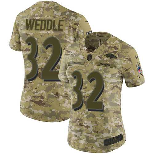 Women's Nike Baltimore Ravens #32 Eric Weddle Camo Stitched NFL Limited 2018 Salute to Service Jersey