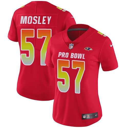 Women's Nike Baltimore Ravens #57 C.J. Mosley Red Stitched NFL Limited AFC 2019 Pro Bowl Jersey