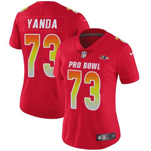 Women's Nike Baltimore Ravens #73 Marshal Yanda Red Stitched NFL Limited AFC 2019 Pro Bowl Jersey