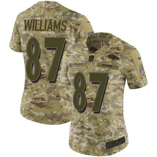 Women's Nike Baltimore Ravens #87 Maxx Williams Camo Stitched NFL Limited 2018 Salute to Service Jersey
