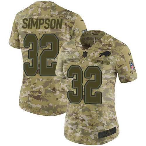 Women's Nike Buffalo Bills #32 O. J. Simpson Camo Stitched NFL Limited 2018 Salute to Service Jersey