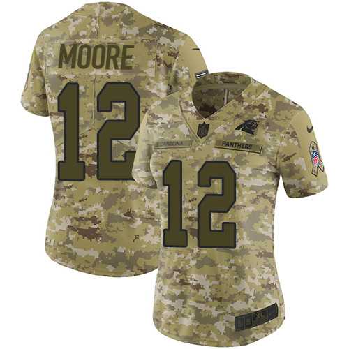 Women's Nike Carolina Panthers #12 DJ Moore Camo Stitched NFL Limited 2018 Salute to Service Jersey