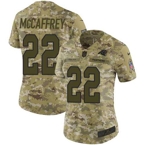 Women's Nike Carolina Panthers #22 Christian McCaffrey Camo Stitched NFL Limited 2018 Salute to Service Jersey