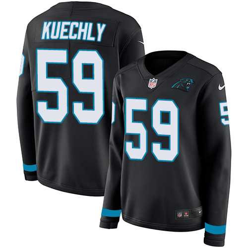 Women's Nike Carolina Panthers #59 Luke Kuechly Black Team Color Stitched NFL Limited Therma Long Sleeve Jersey