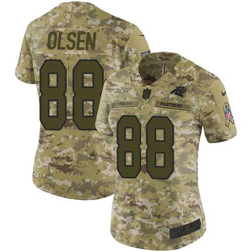 Women's Nike Carolina Panthers #88 Greg Olsen Camo Stitched NFL Limited 2018 Salute to Service Jersey