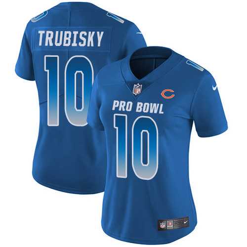 Women's Nike Chicago Bears #10 Mitchell Trubisky Royal Stitched NFL Limited NFC 2019 Pro Bowl Jersey