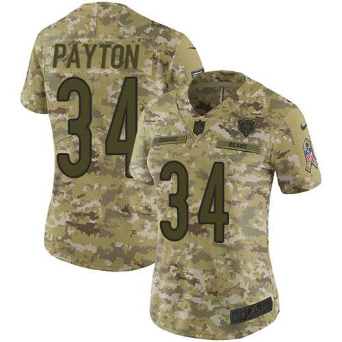 Women's Nike Chicago Bears #34 Walter Payton Camo Stitched NFL Limited 2018 Salute to Service Jersey