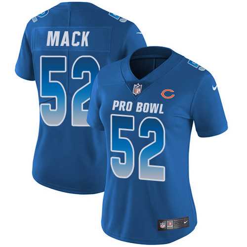 Women's Nike Chicago Bears #52 Khalil Mack Royal Stitched NFL Limited NFC 2019 Pro Bowl Jersey