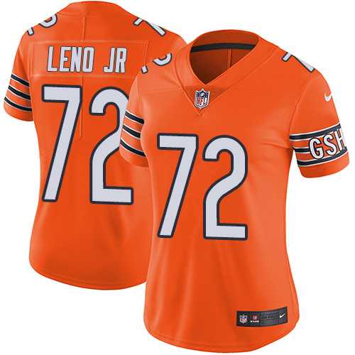 Women's Nike Chicago Bears #72 Charles Leno Jr Orange Stitched Football Limited Rush Jersey