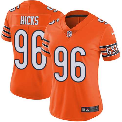 Women's Nike Chicago Bears #96 Akiem Hicks Orange Stitched NFL Limited Rush Jersey