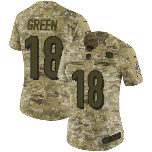 Women's Nike Cincinnati Bengals #18 A.J. Green Camo Stitched NFL Limited 2018 Salute to Service Jersey