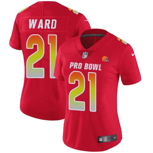 Women's Nike Cleveland Browns #21 Denzel Ward Red Stitched NFL Limited AFC 2019 Pro Bowl Jersey