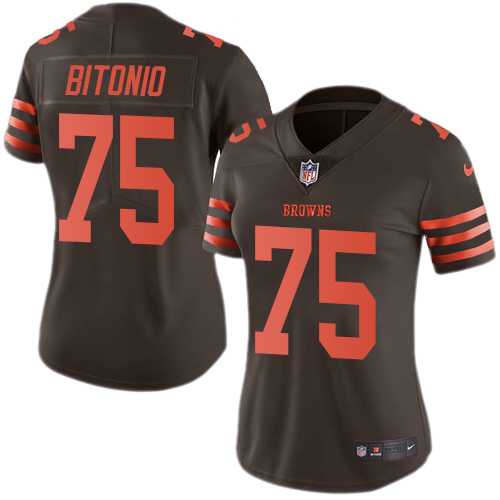 Women's Nike Cleveland Browns #75 Joel Bitonio Brown Stitched NFL Limited Rush Jersey