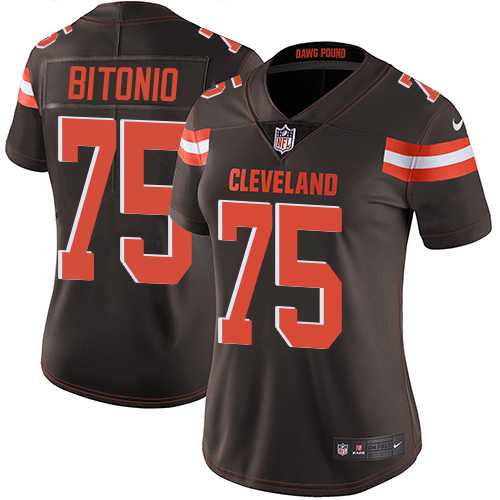 Women's Nike Cleveland Browns #75 Joel Bitonio Brown Team Color Stitched NFL Vapor Untouchable Limited Jersey