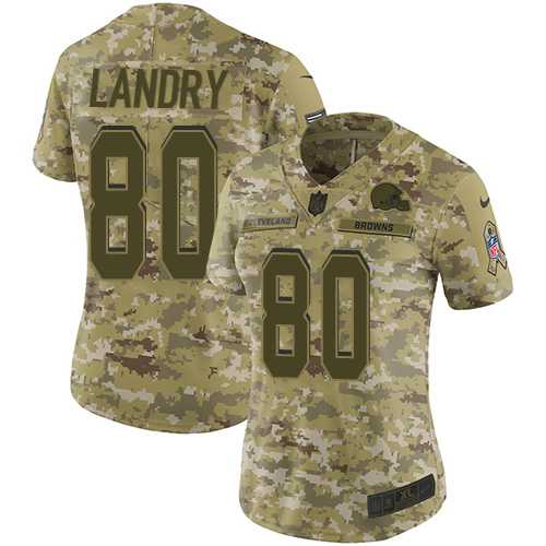 Women's Nike Cleveland Browns #80 Jarvis Landry Camo Stitched NFL Limited 2018 Salute to Service Jersey