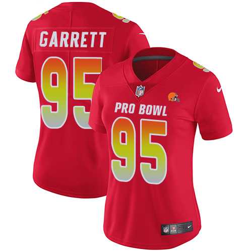 Women's Nike Cleveland Browns #95 Myles Garrett Red Stitched NFL Limited AFC 2019 Pro Bowl Jersey