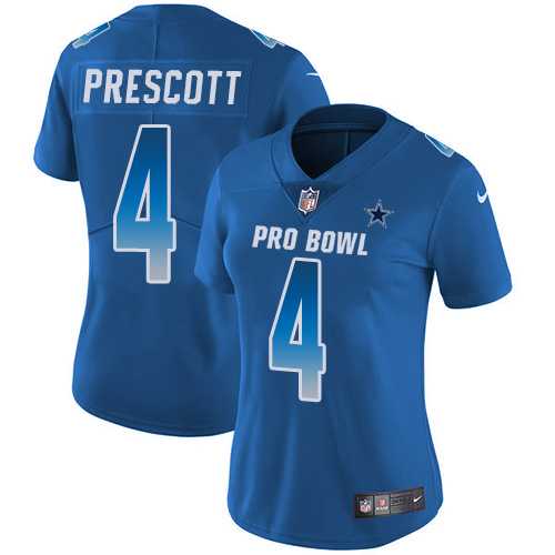 Women's Nike Dallas Cowboys #4 Dak Prescott Royal Stitched NFL Limited NFC 2019 Pro Bowl Jersey