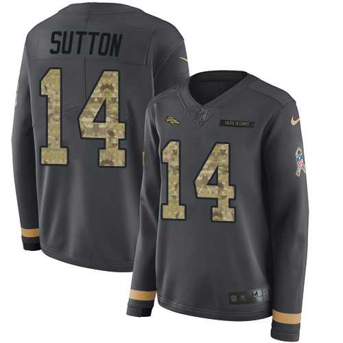 Women's Nike Denver Broncos #14 Courtland Sutton Anthracite Salute to Service Stitched NFL Limited Therma Long Sleeve Jersey